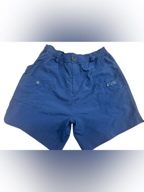 Joe Jax Men's Blue Cargo Fishing Shorts Pockets Elastic Waist 7”  Inseam 34 W